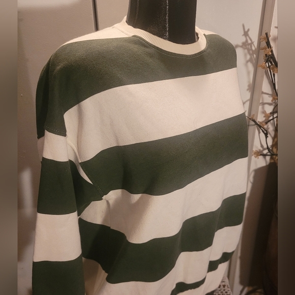 Pull & Bear white/green striped Sweatshirt S - Picture 3 of 7